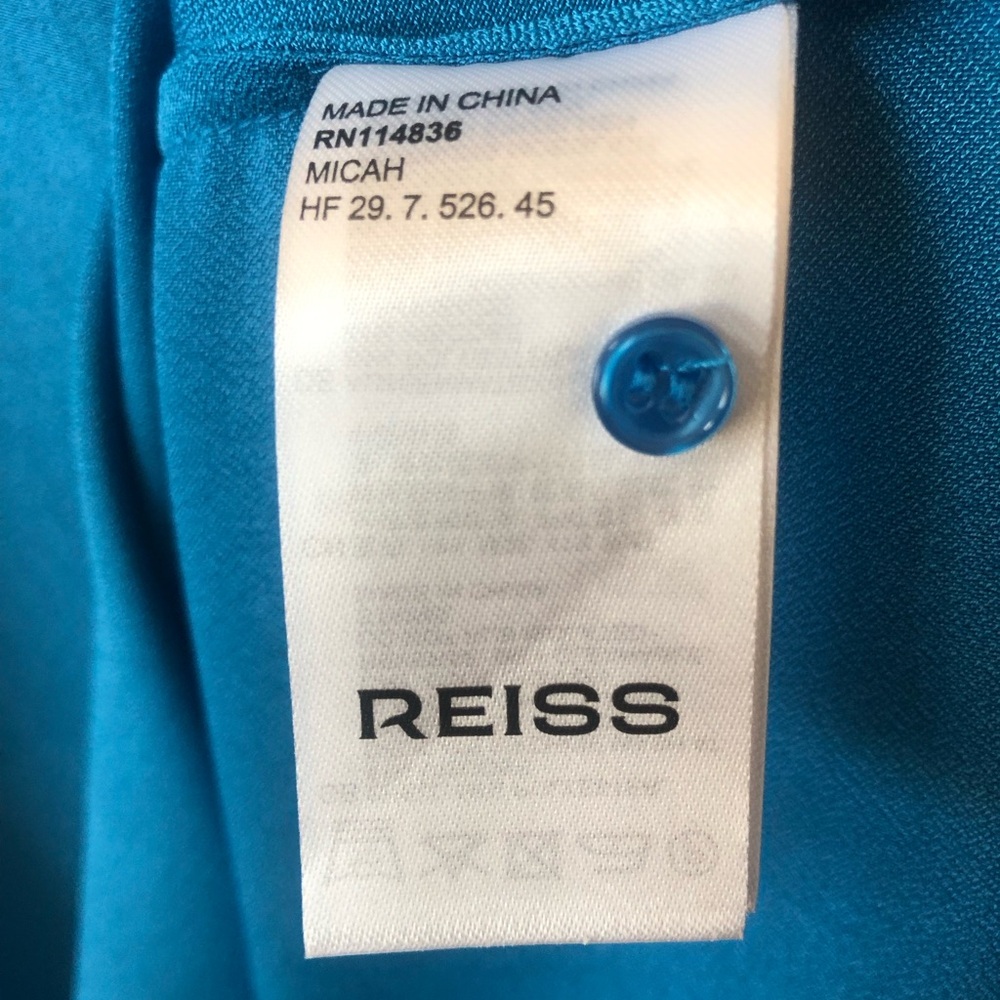 Reiss SATIN DRAPE TUCK MIDI DRESS,sz12, New, BLUE,42”bust(around),57”length - Picture 10 of 11